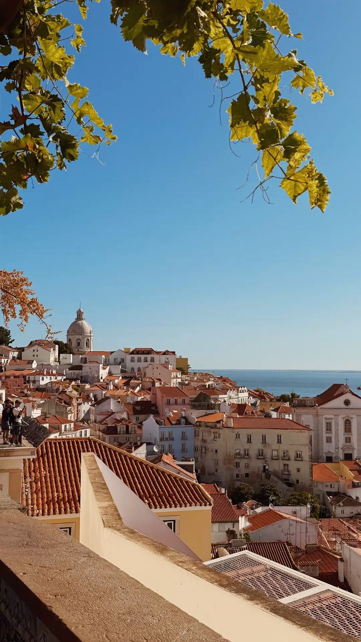 Telhados de Lisboa vistos do alto ao entardecer